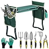 EAONE Garden Kneeler and Seat Foldable Garden Bench Stool with Soft Kneeling Pad, 6 Garden Tools, Tool Pouches and Gardening Glove for Men and Women Gardening Gifts, Protecting Your Knees & Hands Photo, new 2024, best price $59.99 review