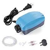 HITOP Dual Outlets Aquarium Air Pump, Whisper Adjustable Fish Tank Aerator, Quiet Oxygen Pump with Accessories for 20 to 100 Gallon (2 outlets - Blue) Photo, new 2024, best price $14.99 review