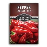 Survival Garden Seeds - Marconi Red Pepper Seed for Planting - Packet with Instructions to Plant and Grow Long Sweet Italian Peppers in Your Home Vegetable Garden - Non-GMO Heirloom Variety Photo, new 2024, best price $4.99 review