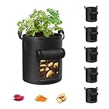 Cavisoo 5-Pack 10 Gallon Potato Grow Bags, Garden Planting Bag with Durable Handle, Thickened Nonwoven Fabric Pots for Tomato, Vegetable and Fruits Photo, new 2024, best price $26.99 review