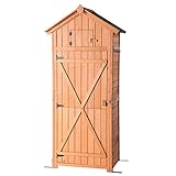B BAIJIAWEI Garden Storage Shed - Garden Tool Storage Cabinet - Lockable Arrow Wooden Storage Sheds Organizer for Home, Yard, Outdoor Photo, new 2024, best price $179.99 review