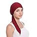 Foto Lazzboy Unisex Bambus Bandana Fur Haarverlust Krebs Chemo Frauen Indien Perlen Muslim Stretch Turban Hut Baumwolle Haar Schwanz Kopftuch Wrap(Wein) Rezension