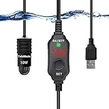 YukiHalu USB Powered Submersible Aquarium Heater, 10W/5V/2A Adapter, Mini Fish Tank Heater 10W with Built-in Thermometer, External Temperature Controller, LED Display, Used for 0.5-1 Gallon Tank Photo, new 2024, best price $19.99 review