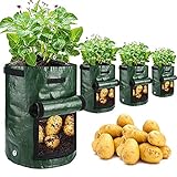 Potato Grow Bags, JJGoo 4 Pack 10 Gallon with Flap and Handles Garden Planting Bag Outdoor Plant Container Planter Pots for Vegetable, Fruits, Tomato Photo, new 2024, best price $17.99 review