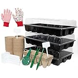 Vumdua Seed Starter Kit for Vegetables, Herbs, Fruits, Flowers - Peat Pots, Plant Markers, Seedling Tray, 10 Grid Peat Germination Trays, Gardening Tools, Plastic Seeder & Pair of Gloves Photo, new 2024, best price $21.95 review