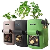 SproutJet 3 Pack 10 Gallon Potato Root Grow Bags, Seed Potatoes for Spring Planting 2022 Upgraded Home Garden Vegetable Bag with Pocket, Sturdy Handles and Window; Large Breathable High End Fabric Bag Photo, new 2024, best price $33.99 review