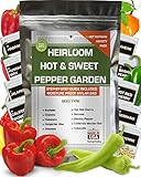 10 Sweet and Hot Pepper Seeds for Gardening Indoors & Outdoors - Non GMO Heirloom Pepper Seeds Variety Pack - Cayenne, Anaheim, California Bell & More Photo, new 2024, best price $11.30 ($1.13 / Count) review