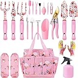 Garden Tools Set,Heavy Duty Gardening Tools for Gardener,Gardening Gifts for Women,with Storage Tote Bag,Sleeves,Gloves,Trowel,Transplanter,Rake,Weeder,Cultivator,Pruner,Succulent Hand Tools,Pink Photo, new 2024, best price $37.79 review
