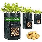 Potato-Grow-Bags, Garden Vegetable Planter with Handles&Access Flap for Vegetables,Tomato,Carrot, Onion,Fruits,Potatoes-Growing-Containers,Ventilated Plants Planting Bag (3 Pack- 10gallons) Photo, new 2024, best price $22.99 review
