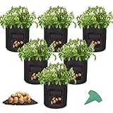 GROWNEER 6 Packs 7 Gallons Grow Bags Potato Planter Bag with Access Flap and Handles, Planting Grow Bags Fabric Pots for Grow Vegetables, Potato, Carrot, Onion, with 15 Pcs Plant Labels Photo, new 2024, best price $15.99 review