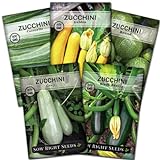 Sow Right Seeds - Zucchini Squash Seed Collection for Planting - Black Beauty, Cocozelle, Grey, Round, and Golden - Non-GMO Heirloom Packet to Plant a Home Vegetable Garden - Productive Summer Squash Photo, new 2024, best price $10.99 review