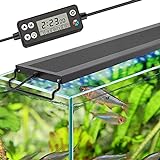 hygger Auto On Off LED Aquarium Light, Full Spectrum Fish Tank Light with LCD Monitor, 24/7 Lighting Cycle, 7 Colors, Adjustable Timer, IP68 Waterproof, 3 Modes for 12