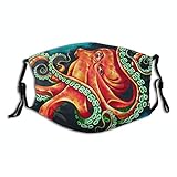 Seafloor Orange Octopus Face Mask Washable Face Protection Balaclava Reusable Fabric with 2 Filters Gift for Adults Photo, new 2024, best price $12.99 review