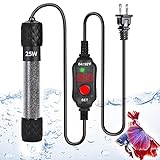 Aquarium Heater Small Fish Tank Heater Submersible 25W 50W 100W, Precise Temperature Control with Intelligent Memory Function, External LED Digital Temp Controller Suitable for Betta Fish Turtle Photo, new 2024, best price $15.99 review