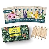 100% Edible Flower Seeds for Planting - Certified Organic Seeds - 9 Flower Garden Non GMO Plant Seed Packets & Plant Markers - Lavender, Echinacea, Calendula, Borage, Wildflower, Chamomile, Thai Basil Photo, new 2024, best price $27.77 ($3.09 / Count) review