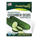 Purely Organic Heirloom Cucumber Seeds (Marketmore 76) - Approx 140 Seeds - Certified Organic, Non-GMO, Open Pollinated, Heirloom, USA Origin Photo, new 2024, best price $4.49 review