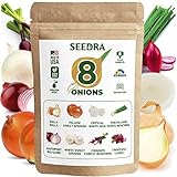 Seedra 8 Onion Seeds Variety Pack - 200+ Non GMO, Heirloom Seeds for Indoor Outdoor Hydroponic Home Garden - Walla Walla, Yellow Sweet Spanish, Crystal White Wax, Tokyo Long White Bunching & More Photo, new 2024, best price $13.99 review