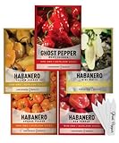 Hot Pepper Seeds For Planting Ghost Habanero - 5 Varieties Pack Ghost Pepper Seeds, Red, Orange, Yellow, White Habanero Seeds For Planting In Garden Non Gmo, Heirloom Peppers Seeds By Gardeners Basics Photo, new 2024, best price $10.95 review
