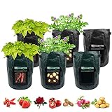 Potato Bags Plant Pot,6 Pack Potatoes Plant Grow Bag, 7 Gallon Garden Plant Pot for Vegetable with Harvest Window and Handles,Large Plant Pot Heavy Bag Seeds for Planting Vegetables Photo, new 2024, best price $16.99 review