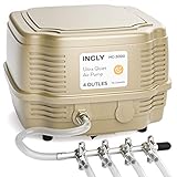 INCLY 7W Aquarium Air Pump 245 Gallon with 4 Adjustable Filter Outlet, Commercial & Quiet Water Hydroponics Oxygen Bubbler for Fish Tank Pond Air Stone Photo, new 2022, best price $39.99 review