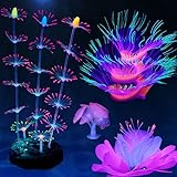 HIKTQIW 4 Pack Silicone Glowing Fish Tank Decorations Plants with Simulation Glowing Sucker Coral Sea Anemone Coral Fluorescence Lotus Leaf Coral for Aquarium Fish Tank Glow Ornaments Photo, new 2024, best price $17.99 review
