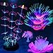 Photo HIKTQIW 4 Pack Silicone Glowing Fish Tank Decorations Plants with Simulation Glowing Sucker Coral Sea Anemone Coral Fluorescence Lotus Leaf Coral for Aquarium Fish Tank Glow Ornaments review