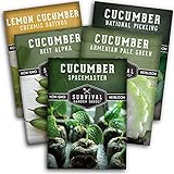 Survival Garden Seeds Cucumber Collection - Mix of Armenian, Beit Alpha, Lemon, National Pickling, & Spacemaster Seed Packets to Grow Vining Vegetables on The Homestead - Non GMO Heirloom Seed Vault Photo, new 2024, best price $10.99 review