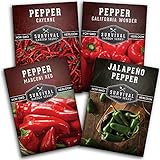 Survival Garden Seeds Pepper Collection Seed Vault - Non-GMO Heirloom Vegetable Seeds for Planting - Sweet and Hot Pepper - Jalapeño, Cayenne, California Wonder, Marconi Red Peppers Photo, new 2024, best price $9.99 review