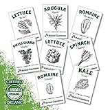 Organic Garden Greens Vegetable Seeds - 8 Varieties of Heirloom, Non-GMO Salad Green Seeds - Lettuce, Arugula, Swiss Chard, Kale, and Spinach Photo, new 2024, best price $11.24 ($1.40 / Count) review