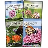 Sow Right Seeds - Milkweed Seed Collection; Varieties Included: Butterfly, Common, and Showy Milkweed, Attracts Monarch and Other Butterflies to Your Garden; Non-GMO Heirloom Seeds; Photo, new 2024, best price $10.99 review