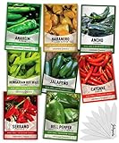 Pepper Seeds for Planting 8 Varieties Pack, Jalapeno, Habanero, Bell Pepper, Cayenne, Hungarian Hot Wax, Anaheim, Serrano, Ancho Seeds for Planting in Garden Non GMO, Heirloom Seeds Gardeners Basics Photo, new 2024, best price $15.95 ($1.99 / Count) review