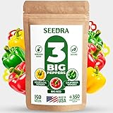 SEEDRA 3 Bell Peppers - 150 Seeds of California Wonder, Golden Cal Wonder, Big Red Bell Pepper for Planting - Variety Pack of Red, Yellow and Green Peppers and Free 350+ Lettuce Buttercrunch Seeds Photo, new 2024, best price $10.88 review