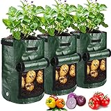 JJGoo Potato Grow Bags, 3 Pack 10 Gallon with Flap and Handles Planter Pots for Onion, Fruits, Tomato, Carrot Photo, new 2024, best price $14.99 review