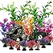 Photo Fish Tank Decorations Plants with Resin Broken Barrel and Cave Rock View, PietyPet 15pcs Aquarium Decorations Plants Plastic,Fish Tank Accessories, Fish Cave and Hideout Ornaments, Aquarium Decor review