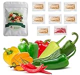 Non-GMO Sweet Hot Pepper Seeds for Planting- 8 Heirloom Pepper Seeds Varieties Pack- Serrano, Anaheim, Cayenne, Habanero, Jalapeno, Ancho Poblano, Hungarian Hot Wax, Bell Pepper for Garden Photo, new 2024, best price $7.99 review