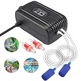 Aquarium Air Pump, Rifny Adjustable Air Pump Kit with Dual Outlet Air Valve, Fish Tank Oxygen Pump with Air Stones Silicone Tube Check Valves for 1-80 Gallon Photo, new 2024, best price $18.99 review